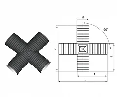 Крестовина гофрированная канализационная 460/400 пэ SN8/SN6